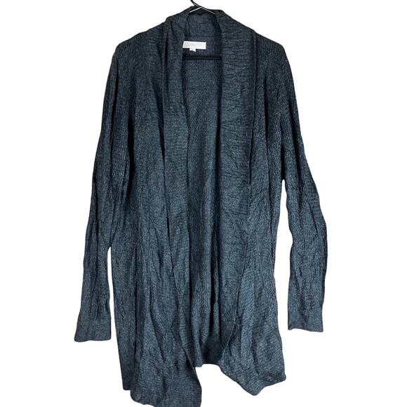 Ann Taylor LOFT Womens Sweater Charcaol Cardigan Camel Hair Blend Open Front L - Picture 1 of 12